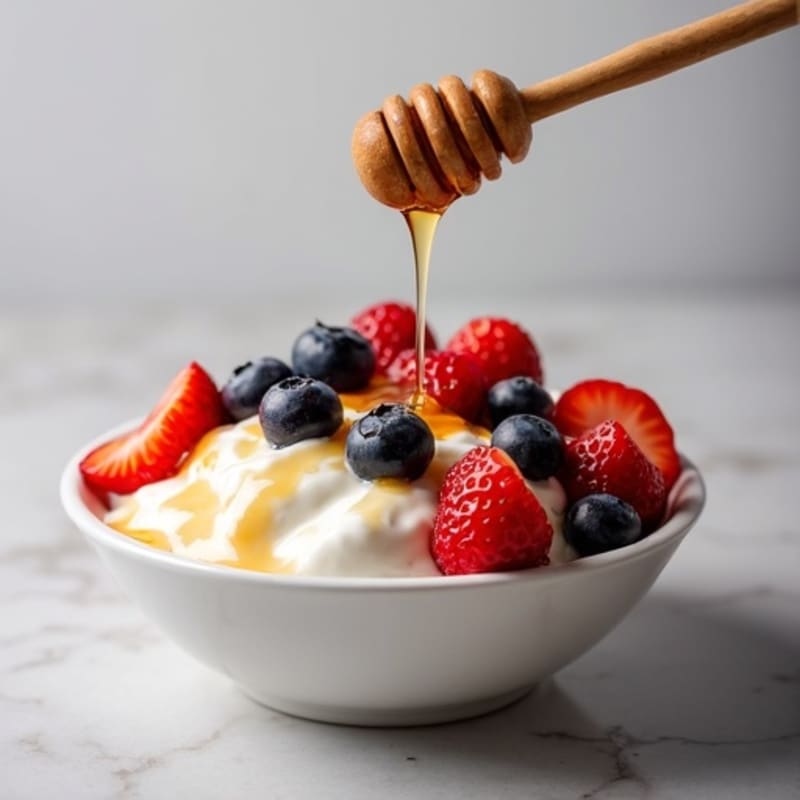 Honey-Drizzled Berry Greek Yogurt Bowl