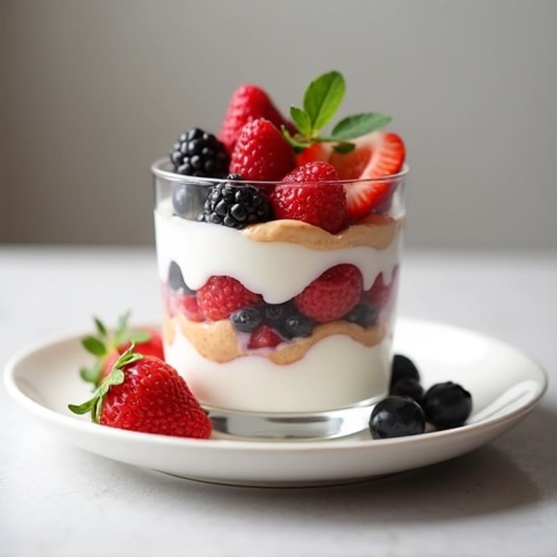 Greek Yogurt Protein Parfait with Mixed Berries and Almond Butter