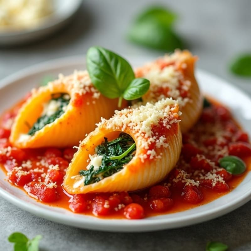 Baked Creamy Spinach Ricotta Stuffed Shells
