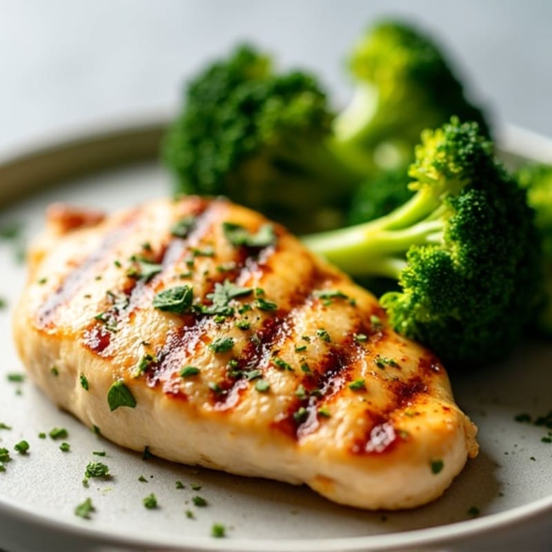 Lemon Herb Grilled Chicken Breast with Crispy Roasted Broccoli