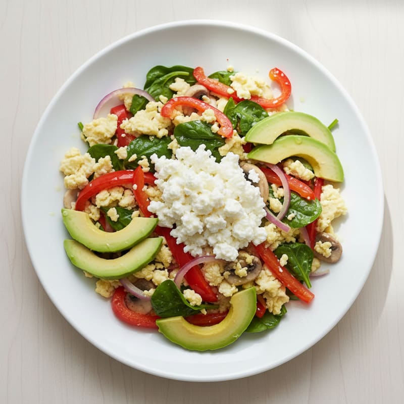 Egg White Veggie Scramble with Cottage Cheese