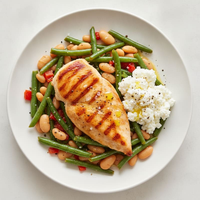 Pan-Seared Chicken with Garlicky Green Beans and Butter Beans