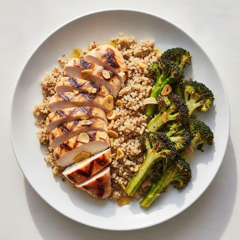 Grilled Chicken and Quinoa Power Bowl with Roasted Broccoli