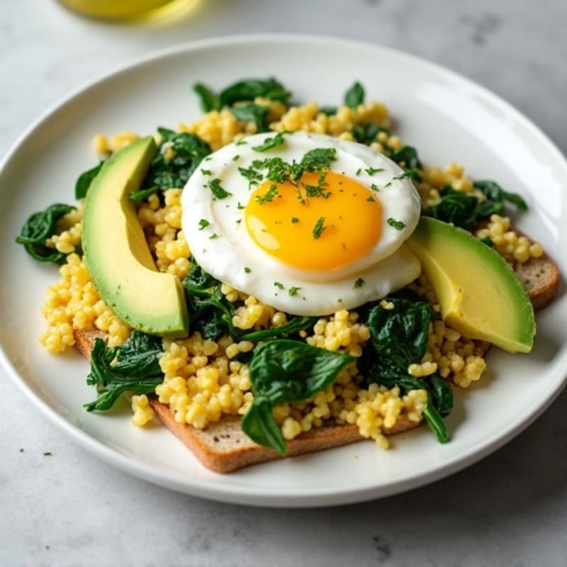 Egg White and Spinach Scramble with Cottage Cheese