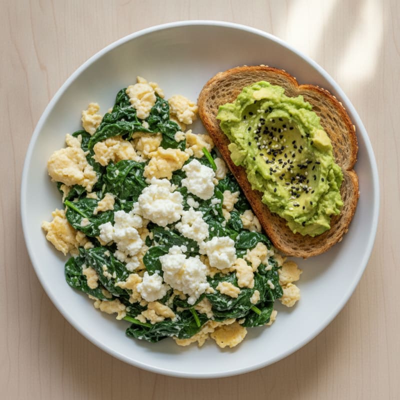 Egg White and Spinach Scramble with Cottage Cheese