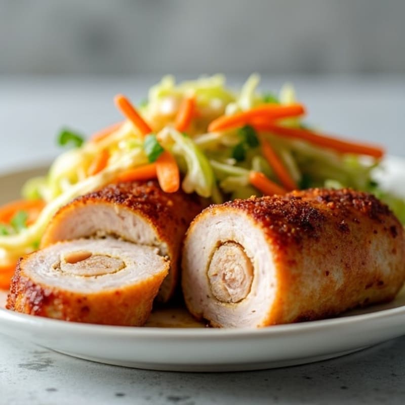 Lean Turkey-Wrapped Chicken Sausage with Fresh Slaw