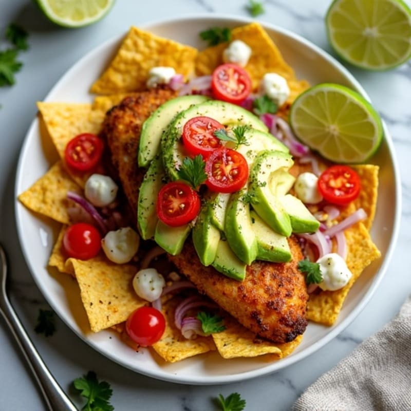 Sheet Pan Crispy Chicken Nachos with Fresh Toppings