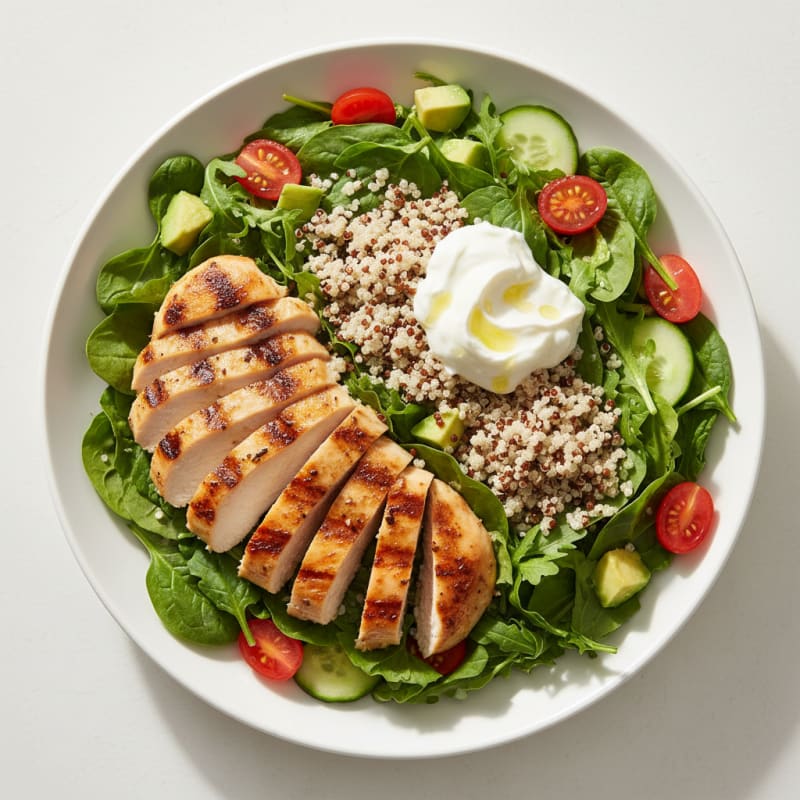 Grilled Chicken and Mixed Greens Salad with Quinoa