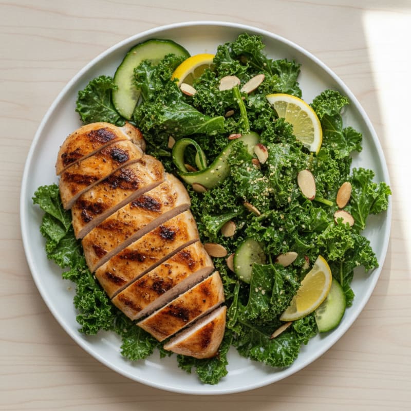 Grilled Chicken Breast with Crunchy Kale Salad