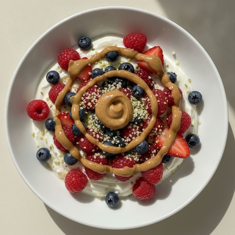 Creamy Greek Yogurt Bowl with Mixed Berries and Almond Butter