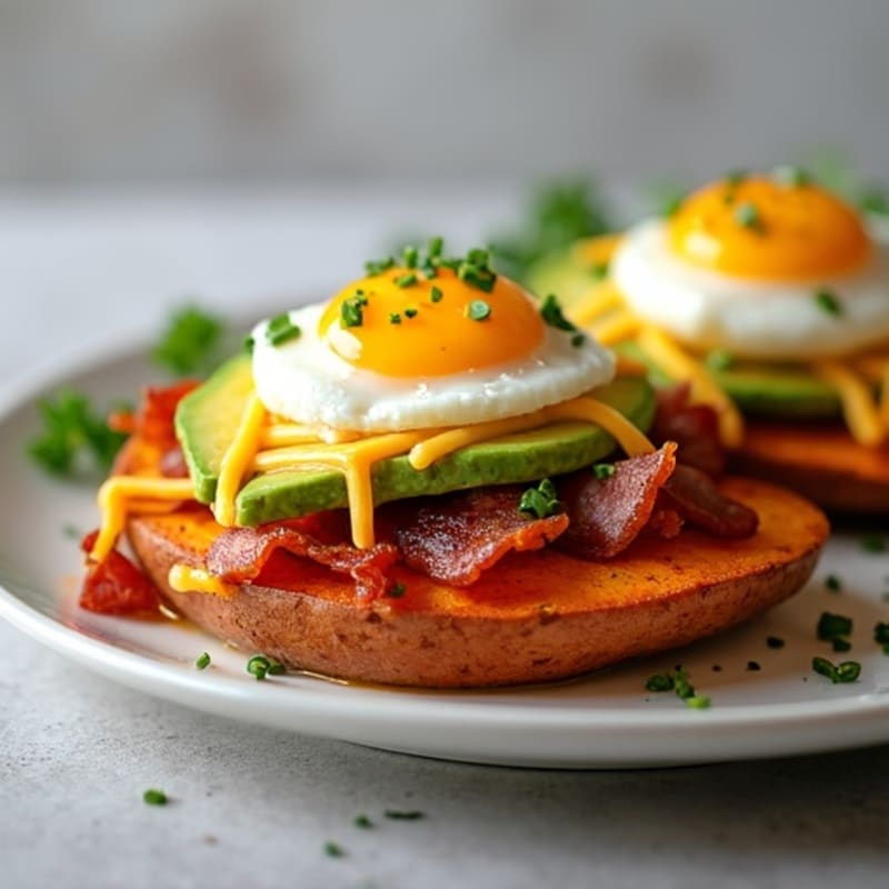 Loaded Sweet Potato Wedges with Turkey Bacon
