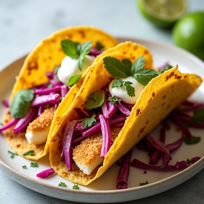 Crispy Baked Fish Tacos with Lime Slaw