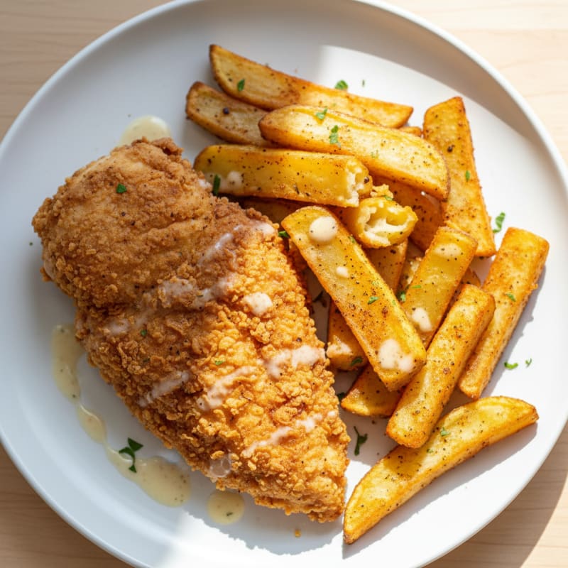 Buttermilk Fried Chicken with Steak Fries