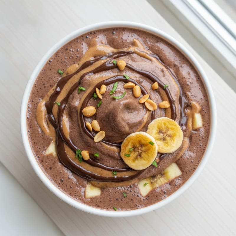 Chocolate Protein Shake with Peanut Butter and Banana