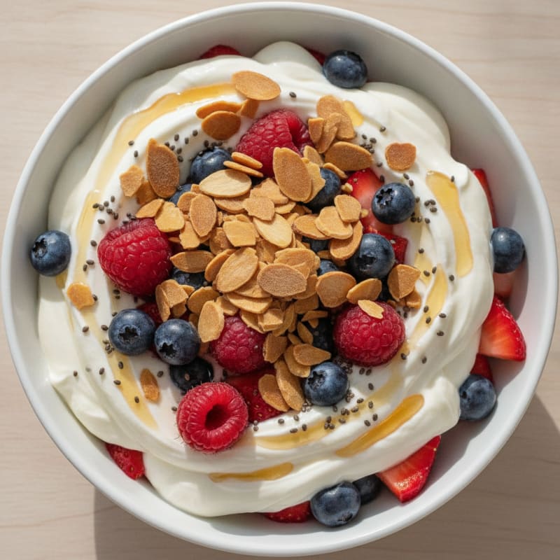Greek Yogurt Protein Parfait with Mixed Berries