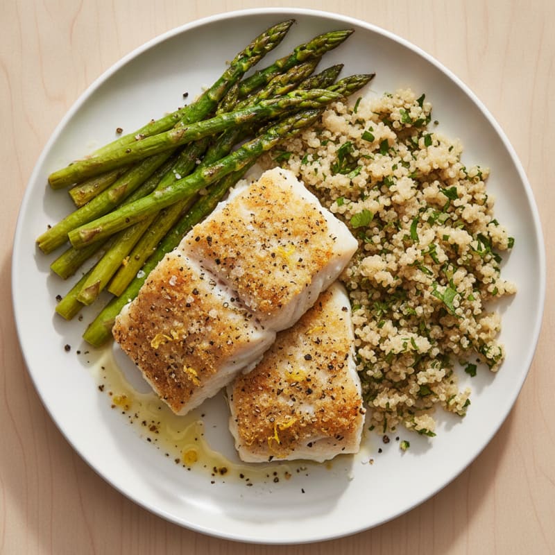 Lemon-Herb Baked Cod with Roasted Asparagus