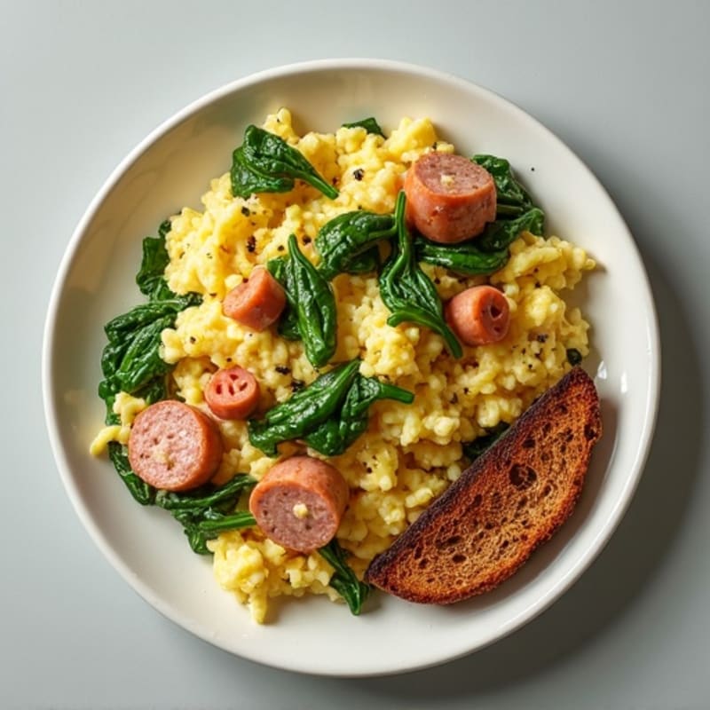Egg White and Turkey Sausage Scramble with Spinach