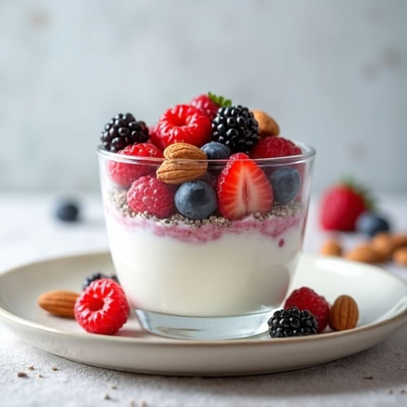 Creamy Greek Yogurt Protein Parfait with Berries and Almonds
