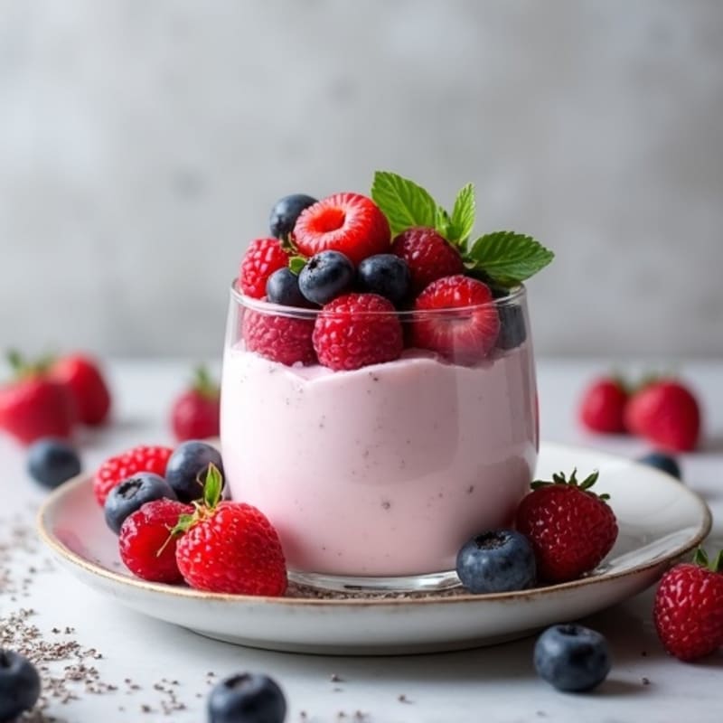 Silky Greek Yogurt Protein Mousse with Mixed Berries