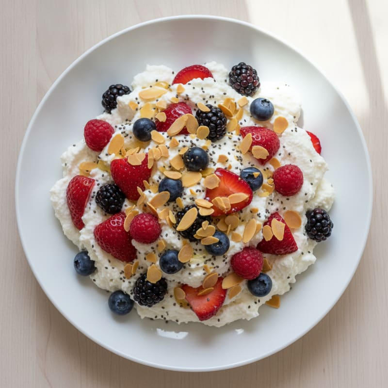 Greek Yogurt Protein Mousse with Mixed Berries