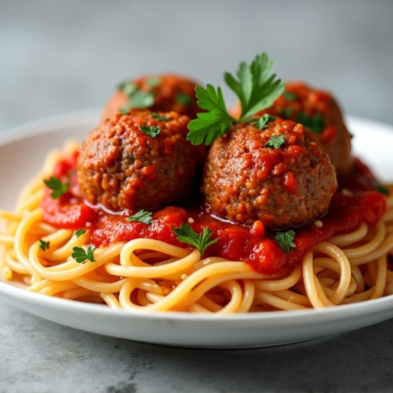Hearty Lean Beef Meatballs with Whole Wheat Spaghetti and Fresh Marinara