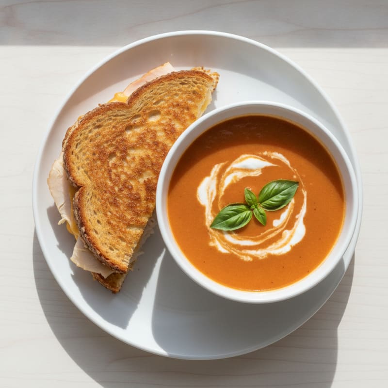 High-Protein Grilled Cheese & Creamy Tomato Soup
