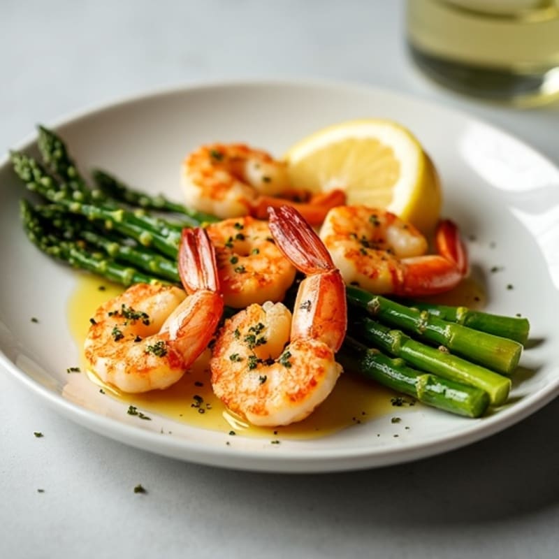 Lemon Herb Roasted Shrimp with Crispy Asparagus