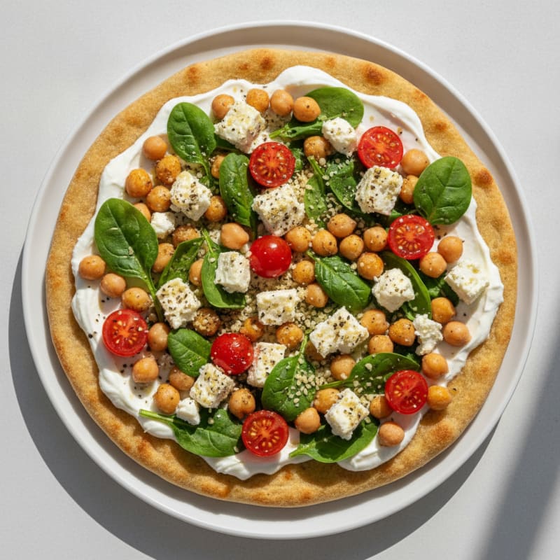 Mediterranean Chickpea and Feta Pizza