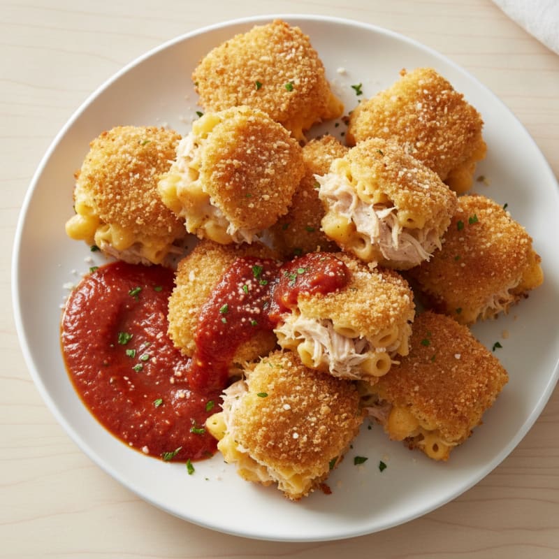 Golden Mac & Cheese Bites with Marinara
