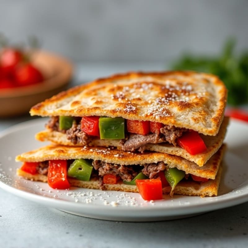 Crispy Whole Wheat Steak and Pepper Quesadillas