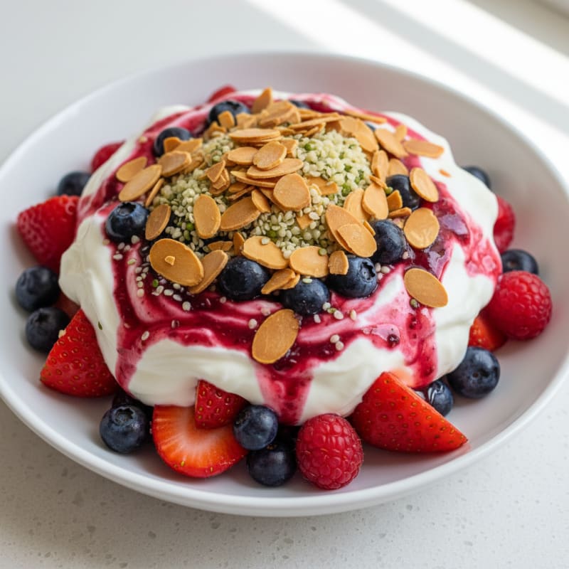 Greek Yogurt Protein Parfait with Mixed Berries