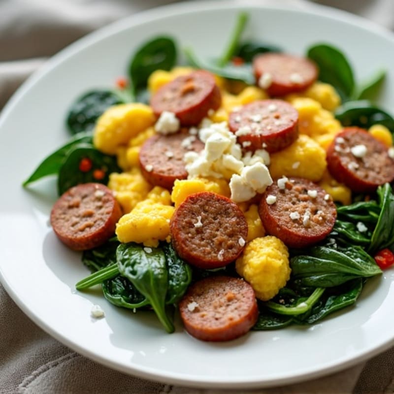 Egg White and Turkey Sausage Scramble with Spinach