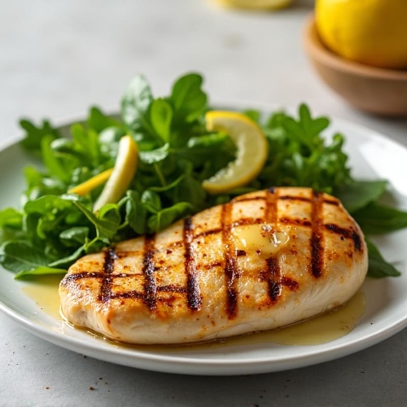 Grilled Chicken Breast with Baby Greens Salad and Lemon Vinaigrette