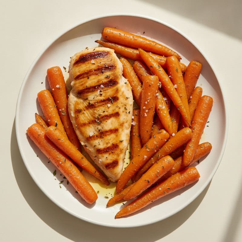 Maple-Glazed Roasted Carrots with Pan-Seared Chicken
