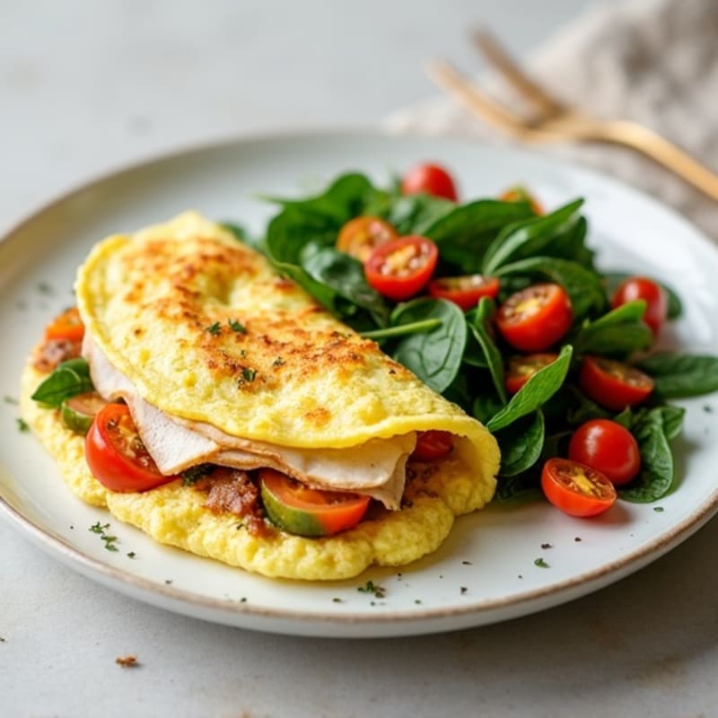 Fluffy Egg White Omelet with Sautéed Greens