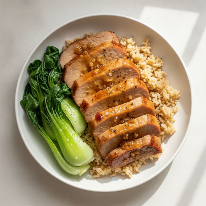 Honey-Garlic Char Siu Pork with Bok Choy