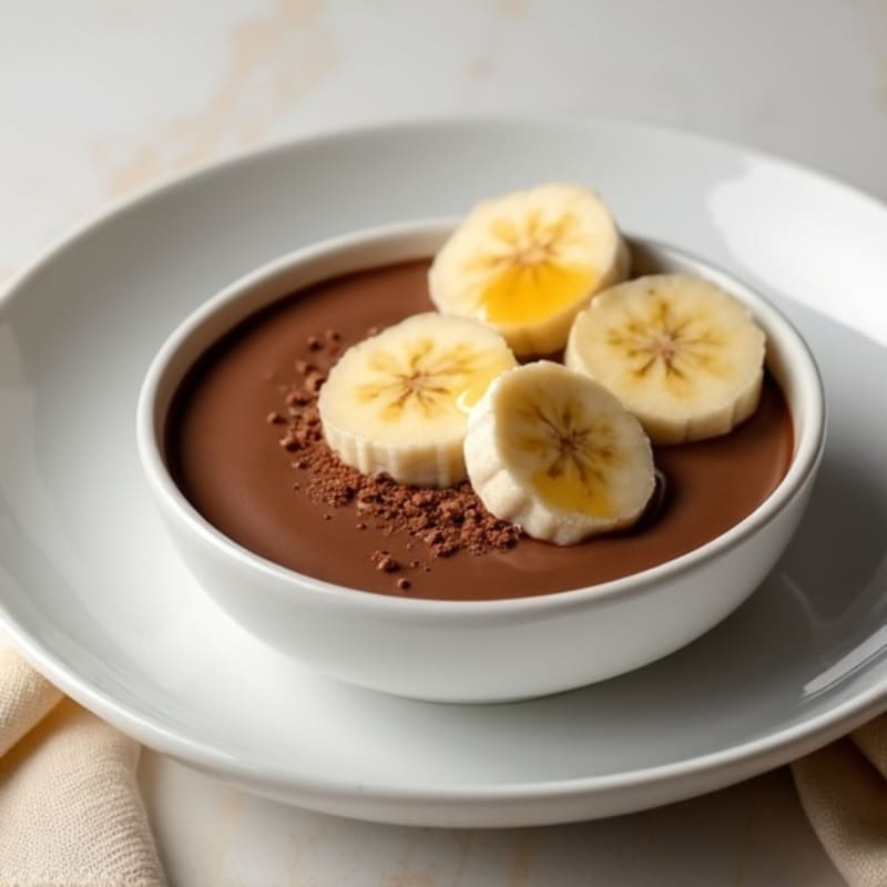 Silky Chocolate Protein Pudding with Sliced Bananas