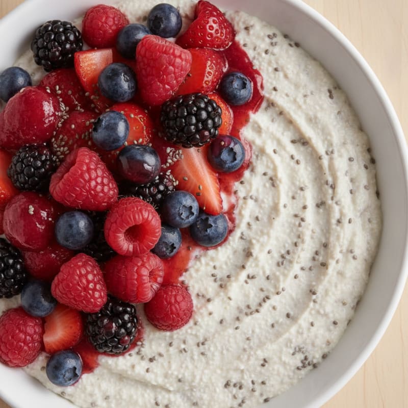 Greek Yogurt Protein Pudding with Mixed Berries