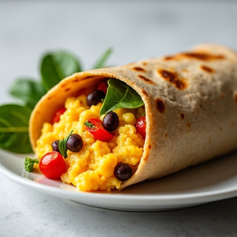 Hearty Scrambled Egg and Black Bean Breakfast Burrito