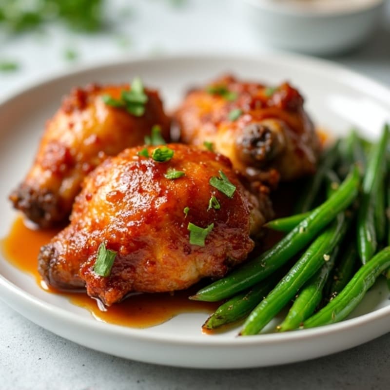 Crispy Baked Honey Garlic Chicken Wings with Roasted Green Beans