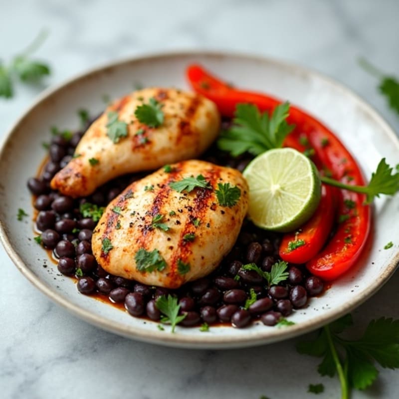 Cilantro Lime Chicken with Black Beans and Roasted Peppers