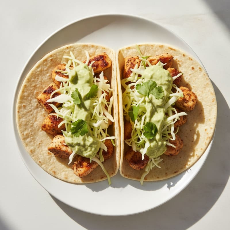 Chicken Tacos with Avocado Crema