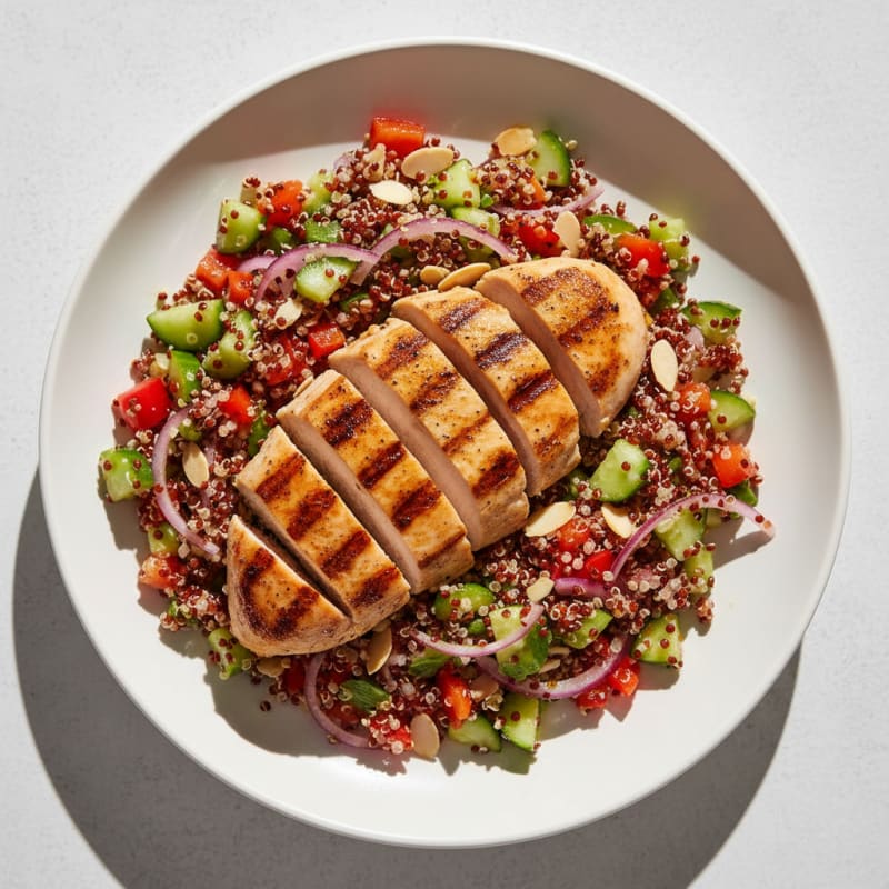 Grilled Chicken Breast with Crunchy Quinoa Salad