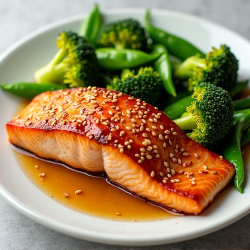 Honey-Ginger Glazed Salmon with Sesame Vegetables