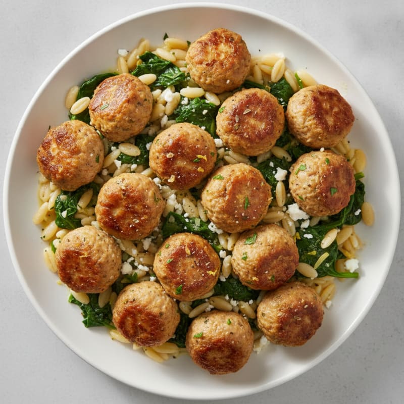 Lemon-Herb Turkey Meatballs with Orzo