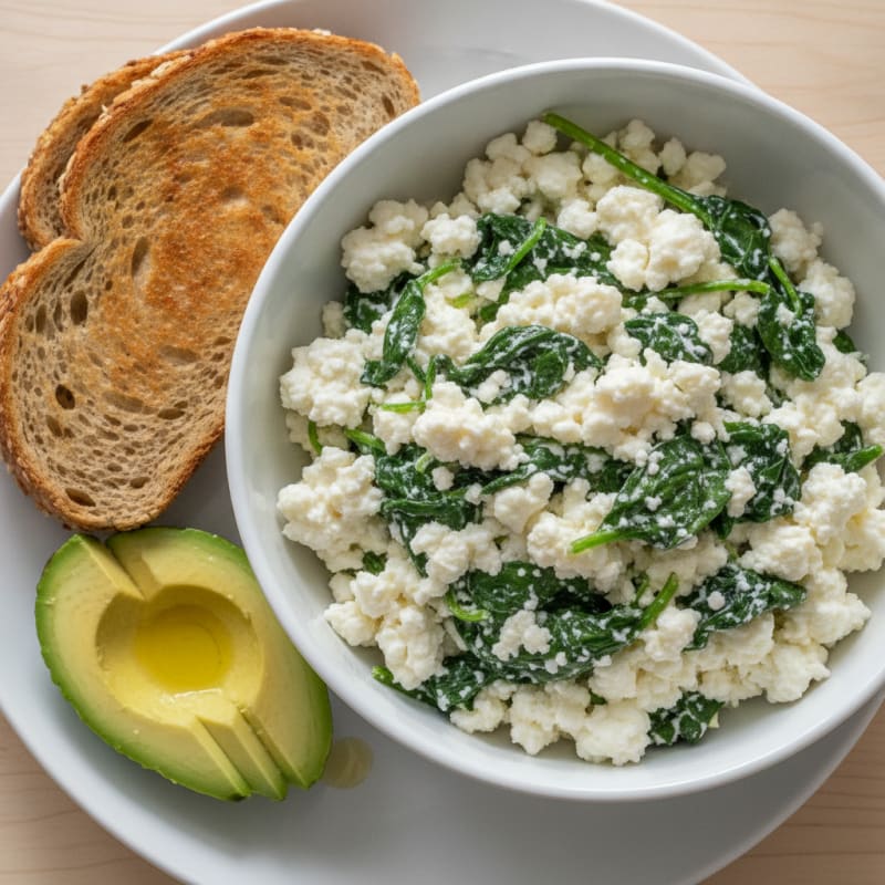 Egg White Scramble with Cottage Cheese and Spinach
