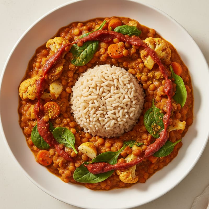 Lentil and Vegetable Curry with Brown Rice