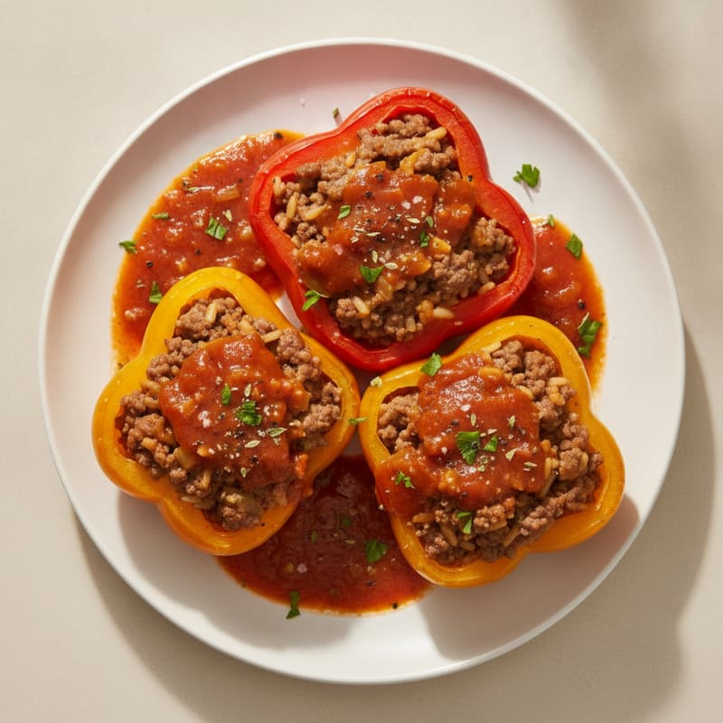 Beef and Rice Stuffed Bell Peppers