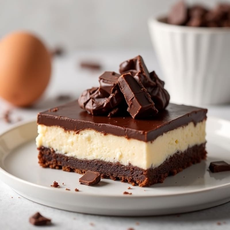 Protein-Packed Dark Chocolate Greek Yogurt Cheesecake Squares