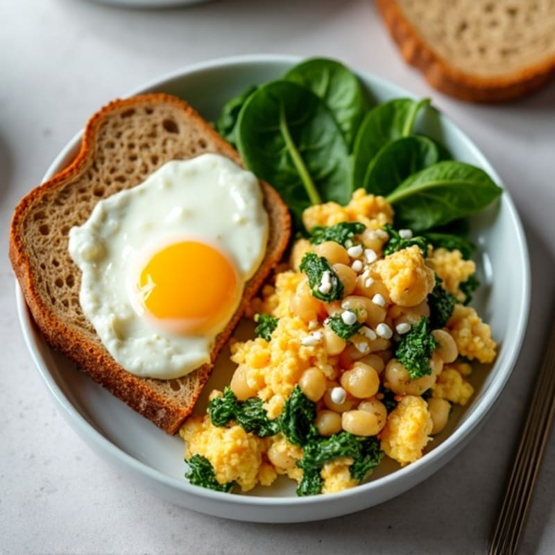 Egg White and Turkey Spinach Scramble with Cottage Cheese